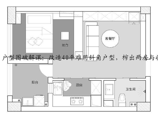 户型图破解课：改造40平难用斜角户型，榨出两房与收纳满满的更衣室